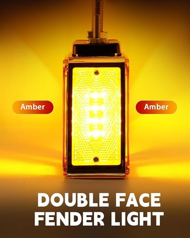 قطعتان من مصابيح إشارة الانعطاف LED المربعة ذات الوجهين الكهرمان 60 مع 3 مسامير تثبيت - مصابيح حاجز مقاومة للماء لشاحنة ثقيلة مقطورة Freightliner Peterbilt Kenworth Mack Western Star in Kuwait