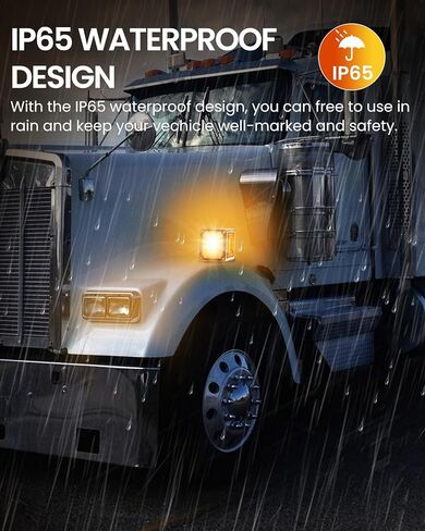 قطعتان من مصابيح إشارة الانعطاف LED المربعة ذات الوجهين الكهرمان 60 مع 3 مسامير تثبيت - مصابيح حاجز مقاومة للماء لشاحنة ثقيلة مقطورة Freightliner Peterbilt Kenworth Mack Western Star in Kuwait
