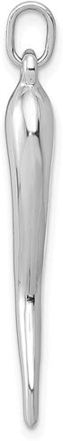 14K White Gold Italian Horn Pendant (L- 1.37 Inch, W- 0.2 Inch) in Saudi Arabia