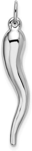 14K White Gold Italian Horn Pendant (L- 1.37 Inch, W- 0.2 Inch) in Saudi Arabia