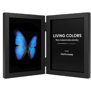 5x7 Picture Frame Hinged, Double Picture Frames Fold, Wood Photo Frame for Tabletop or Desktop Display Vertically, Black in Saudi Arabia