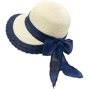 Womens’Beach Straw Caps Bowknot Riobbon Wide Brim Fedora UPF Roll up Sun Hats in Saudi Arabia