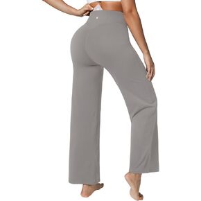 BRXL Women High Waist Tummy Control Straight Leg Leggings Wide Leg Yoga Pants Fold Over Soft Casual Work Pants w Pocket in Saudi Arabia