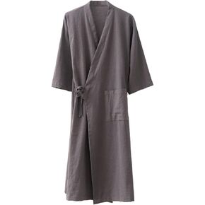 Men's Women's Cotton Linen Bathrobe Couples Japanese-Style Absorbent Quick-Drying Kimono Yukata Sauna Robe in Saudi Arabia