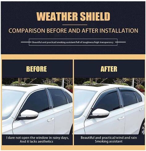 Car Windshield Rain Guards for BAOJUN 510 MK1-CN180S 2017-2024, Front Rear Window Wind Deflectors Visors Waterproof Deflector Windows Exterior Accessories in Kuwait