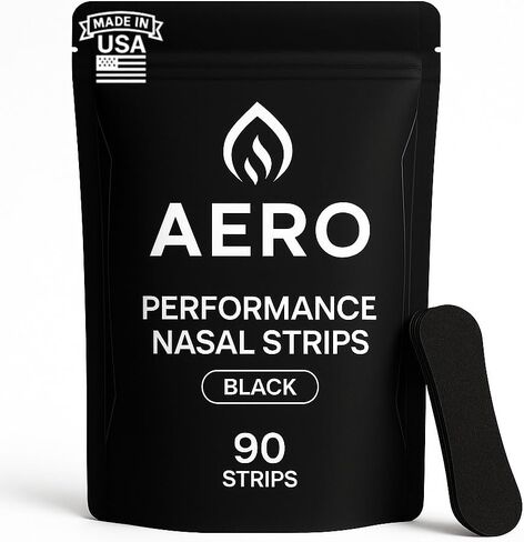 Performance Nasal Strips for Breathing (90 Count) - Oil & Sweat Proof Adhesive - Athletic Nasal Strips for Snoring & Sleeping - Black, Wide Body, Universal Fit, Extra Strength in Saudi Arabia