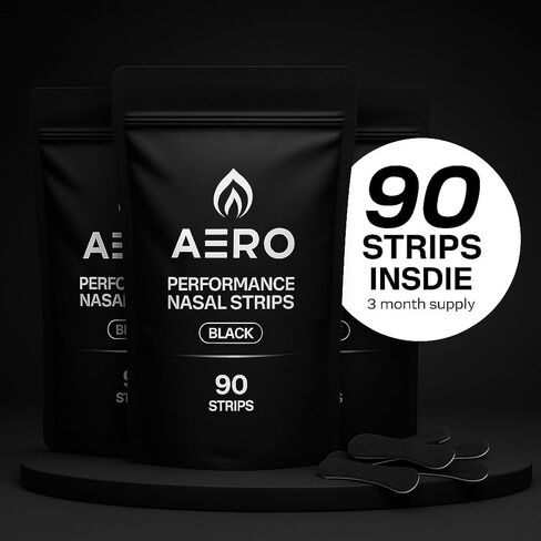 Performance Nasal Strips for Breathing (90 Count) - Oil & Sweat Proof Adhesive - Athletic Nasal Strips for Snoring & Sleeping - Black, Wide Body, Universal Fit, Extra Strength in Saudi Arabia