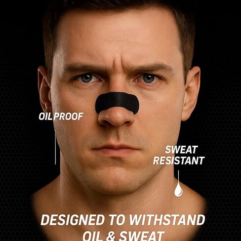 Performance Nasal Strips for Breathing (90 Count) - Oil & Sweat Proof Adhesive - Athletic Nasal Strips for Snoring & Sleeping - Black, Wide Body, Universal Fit, Extra Strength in Saudi Arabia