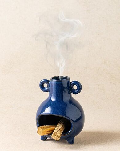 Ceramic Palo Santo Holder, Modern Incense Holder Burner for Sticks Sage Bundles Cone Incense, Chimenea Incense Dish for Meditation Decor, Green in Saudi Arabia