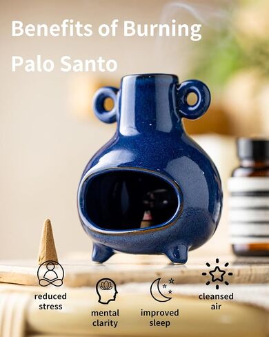 Ceramic Palo Santo Holder, Modern Incense Holder Burner for Sticks Sage Bundles Cone Incense, Chimenea Incense Dish for Meditation Decor, Green in Saudi Arabia