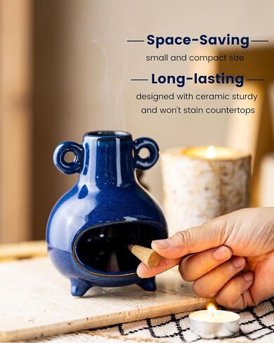 Ceramic Palo Santo Holder, Modern Incense Holder Burner for Sticks Sage Bundles Cone Incense, Chimenea Incense Dish for Meditation Decor, Green in Saudi Arabia