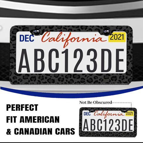 Black Leopard Print License Plate Frame Cheetah Animal Print License Plate Holder for Car Stainless Steel Accessories for Car Decor Fits Standard Us Vehicles Size 12 x 6 Inches with Screws in Saudi Arabia
