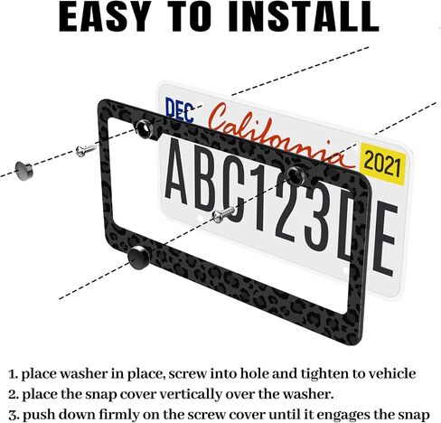 Black Leopard Print License Plate Frame Cheetah Animal Print License Plate Holder for Car Stainless Steel Accessories for Car Decor Fits Standard Us Vehicles Size 12 x 6 Inches with Screws in Saudi Arabia