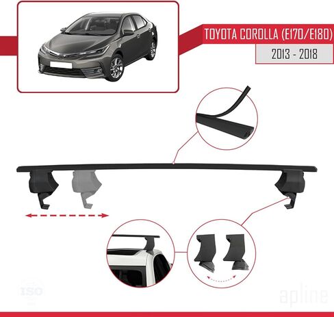 Compatible with Toyota Corolla 11 (E180) 2013-2018 ACE-4 Car Roof Rack Cross Bar Black Aluminium 2 Bars in Saudi Arabia