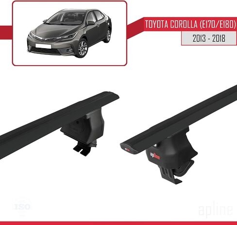 Compatible with Toyota Corolla 11 (E180) 2013-2018 ACE-4 Car Roof Rack Cross Bar Black Aluminium 2 Bars in Saudi Arabia