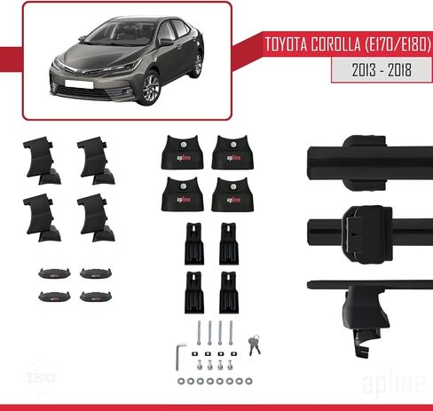 Compatible with Toyota Corolla 11 (E180) 2013-2018 ACE-4 Car Roof Rack Cross Bar Black Aluminium 2 Bars in Saudi Arabia