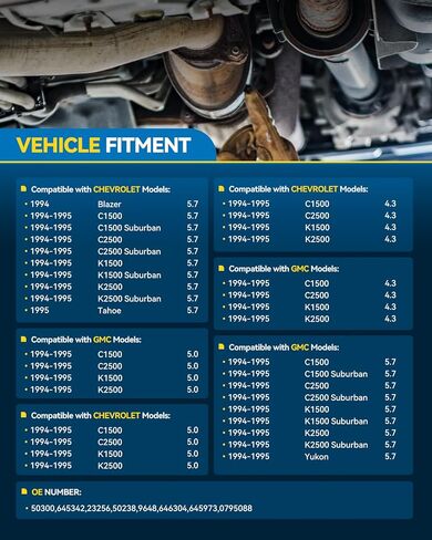 محول حفاز PHILTOP 50300 متوافق مع شيفروليه جي إم سي 1994-1995 K1500/K2500/C1500/C2500 5.7L/4.3L/5.0L، 1994-1995 يوكون 5.7L، 1994 بليزر 5.7L، 1995 تاهو 5.7L(EPA) متوافق) in Kuwait