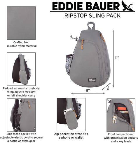 Eddie Bauer Ripstop Sling Bag | Travel | Everday Carry | Lightweight | Ripstop Nylon | Adjustable | 8L | Olive in Saudi Arabia