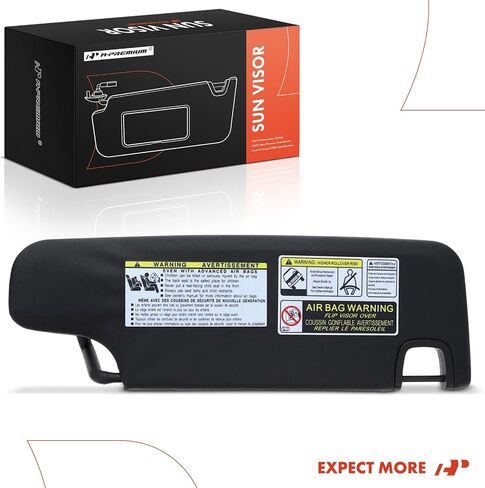 A-Premium Driver Left Side Sun Visor Compatible with Jeep Wrangler 2007-2018, Wrangler JK 2018 - with Vanity Mirror, Without Vanity Light, Black in Saudi Arabia