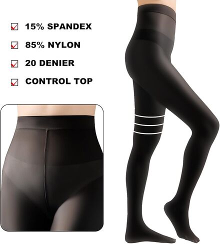 Women's Run Resistant Light Control Top Tights, 40D Semi-Sheer Pantyhose for Everyday Comfort in Saudi Arabia