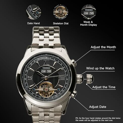 ساعة أوتوماتيكية للرجال ساعة ميكانيكية ذاتية اللف بحزام جلدي أصلي للرجال in Kuwait