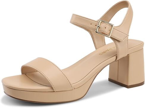 DREAM PAIRS Women's Platform Block Chunky Heels Sandals | Open Square Toe Ankle Strap Heel Fashion Wedding Party Dress Sandals Shoes 2.56-inch Block Heel and a 0.71-inch Platform in Saudi Arabia