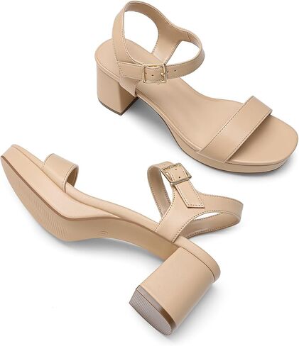 DREAM PAIRS Women's Platform Block Chunky Heels Sandals | Open Square Toe Ankle Strap Heel Fashion Wedding Party Dress Sandals Shoes 2.56-inch Block Heel and a 0.71-inch Platform in Saudi Arabia
