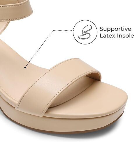 DREAM PAIRS Women's Platform Block Chunky Heels Sandals | Open Square Toe Ankle Strap Heel Fashion Wedding Party Dress Sandals Shoes 2.56-inch Block Heel and a 0.71-inch Platform in Saudi Arabia