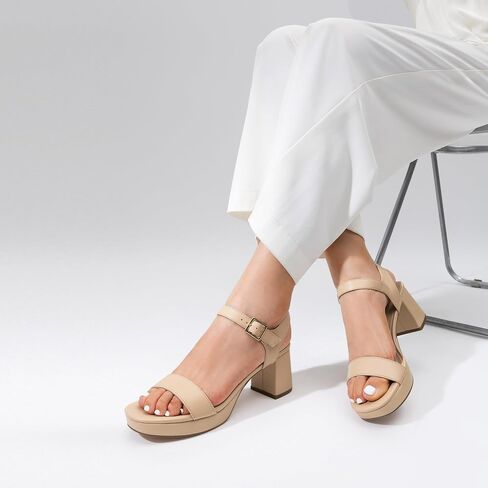 DREAM PAIRS Women's Platform Block Chunky Heels Sandals | Open Square Toe Ankle Strap Heel Fashion Wedding Party Dress Sandals Shoes 2.56-inch Block Heel and a 0.71-inch Platform in Saudi Arabia