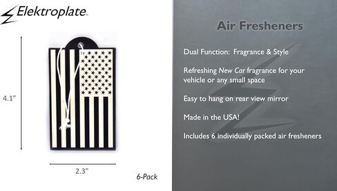 Elektroplate Inverted Black and White American Flag Automotive Air Fresheners for Vehicles | New Car Scent (6-Pack) | Made in the USA in Saudi Arabia
