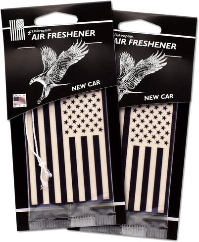 Elektroplate Inverted Black and White American Flag Automotive Air Fresheners for Vehicles | New Car Scent (6-Pack) | Made in the USA in Saudi Arabia