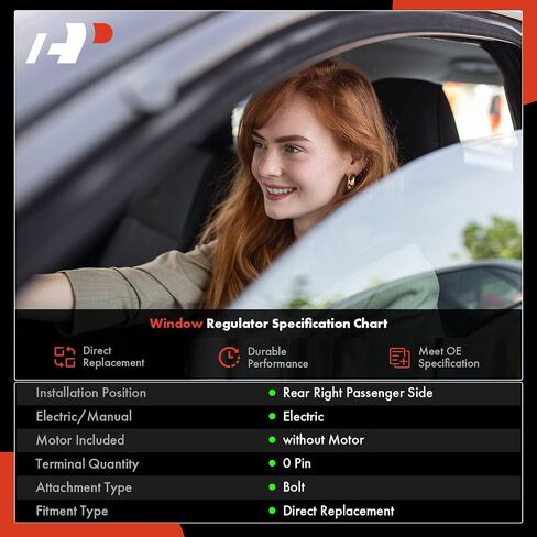 منظم نوافذ كهربائي ممتاز لجانب الراكب الخلفي بدون محرك متوافق مع Hyundai Tucson 2016-2022، مع لوحة in Saudi Arabia