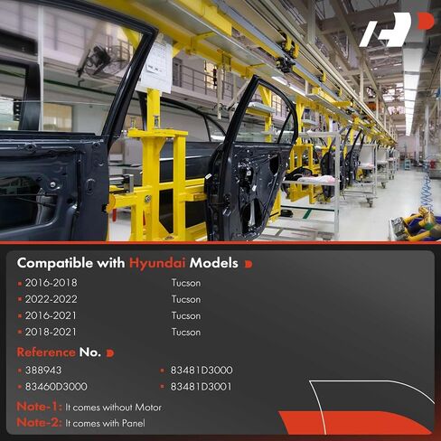منظم نوافذ كهربائي ممتاز لجانب الراكب الخلفي بدون محرك متوافق مع Hyundai Tucson 2016-2022، مع لوحة in Saudi Arabia
