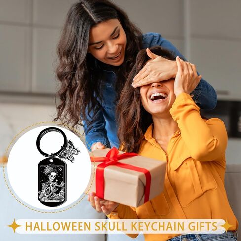 Halloween Skull Gothic keychain - Spooky Halloween Boo Basket Gift, Sugar Skull Skeleton Goth Key Chain with Butterfly Charm, Horror Witchy Gifts for Women Girls Besties Book Lovers in Saudi Arabia