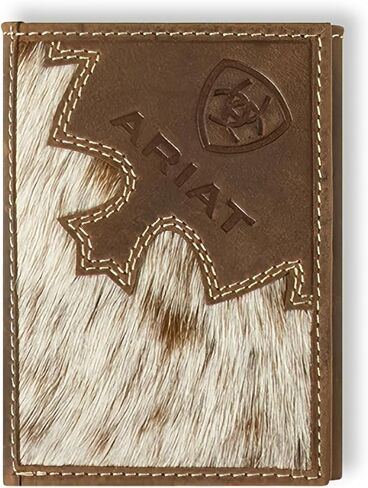 ARIAT Trifold Brindle Calf Hair Wallet, Brown in Saudi Arabia
