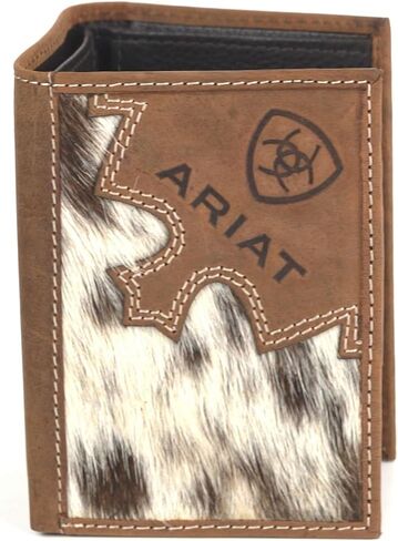ARIAT Trifold Brindle Calf Hair Wallet, Brown in Saudi Arabia