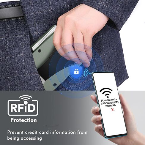 محفظة صغيرة مع مشبك نقود للرجال، محافظ معدنية فاخرة لحجب RFID، محفظة رفيعة للرجال، محفظة رفيعة لحمل بطاقات الائتمان للرجال والنساء كهدايا (أسود) in Saudi Arabia