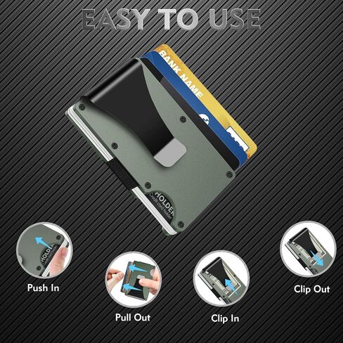 محفظة صغيرة مع مشبك نقود للرجال، محافظ معدنية فاخرة لحجب RFID، محفظة رفيعة للرجال، محفظة رفيعة لحمل بطاقات الائتمان للرجال والنساء كهدايا (أسود) in Saudi Arabia
