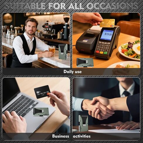 محفظة صغيرة مع مشبك نقود للرجال، محافظ معدنية فاخرة لحجب RFID، محفظة رفيعة للرجال، محفظة رفيعة لحمل بطاقات الائتمان للرجال والنساء كهدايا (أسود) in Saudi Arabia
