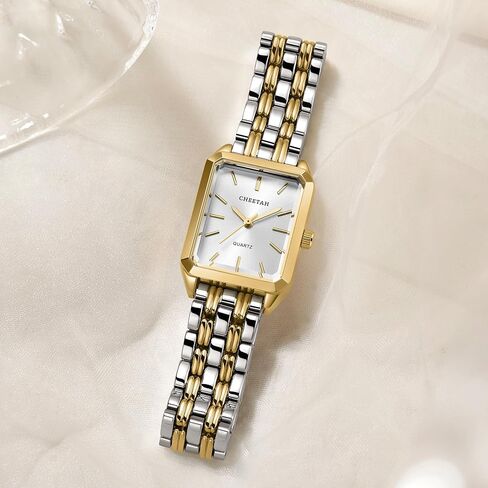 CHEETAH Women's Gold-Tone Dainty Watch, Retro Style Rectangular Case and Stainless Steel Band, Gift for Her in Saudi Arabia