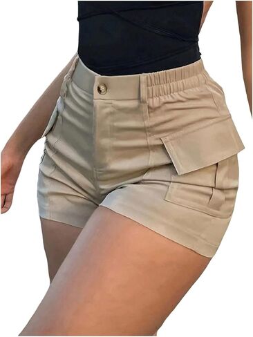 SOLY HUX Women's High Waisted Cargo Shorts Skinny Mini Shorts Summer Vacation Outfits Streetwear in Saudi Arabia