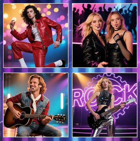 دعامة سماعة رأس ميكروفون وهمية - إكسسوارات أزياء Rockstar للبالغين من الرجال والنساء، إكسسوار حفلات الهالوين Rock Star Music Concert Party in Saudi Arabia