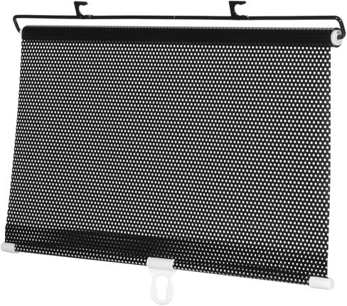 Gnome Retractable Car Windshield Shade Black PVC Sunshade with Metal Rods 49.21 X 15.74 Inches Heat Insulation Easy Installation Ideal for Side and Rear Front Windows in Saudi Arabia
