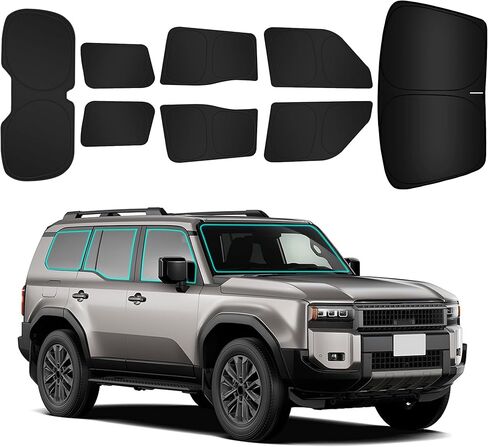 ARISMOTOR Car Window Shades for Toyota Land Cruiser Prado 250 2024-2026, Custom Fit Foldable Side Rear Windshield Sunshade Sun UV Rays & Privacy Curtains Protection for Camping, Napping, Relaxing in Kuwait
