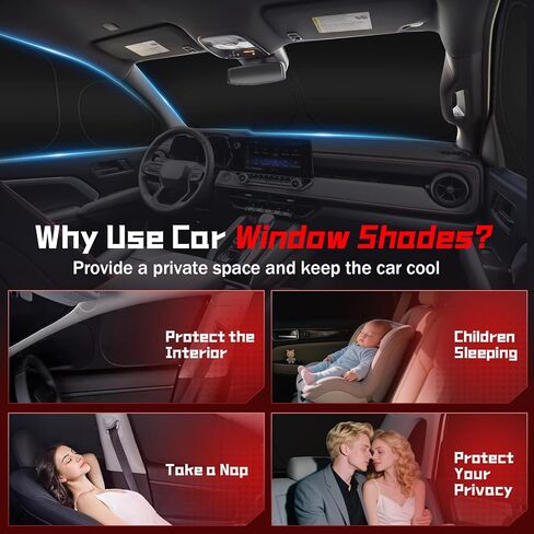 ARISMOTOR Car Window Shades for Toyota Land Cruiser Prado 250 2024-2026, Custom Fit Foldable Side Rear Windshield Sunshade Sun UV Rays & Privacy Curtains Protection for Camping, Napping, Relaxing in Kuwait