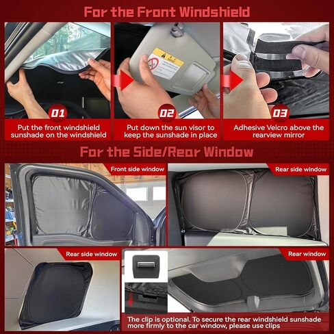 ARISMOTOR Car Window Shades for Toyota Land Cruiser Prado 250 2024-2026, Custom Fit Foldable Side Rear Windshield Sunshade Sun UV Rays & Privacy Curtains Protection for Camping, Napping, Relaxing in Kuwait