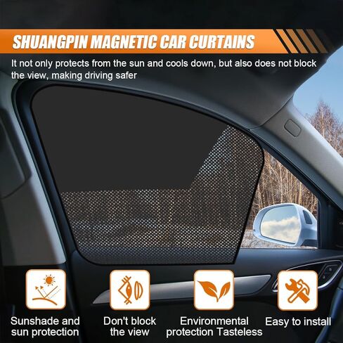 Car Front & Rear Side Window Sunshade, Magnetic Automotive Windshield Privacy Curtain with Half Shade, Mesh Sun Protection Cover Blocks Heat, Glare, UV Rays for Driver Passenger (4PCS) in Saudi Arabia