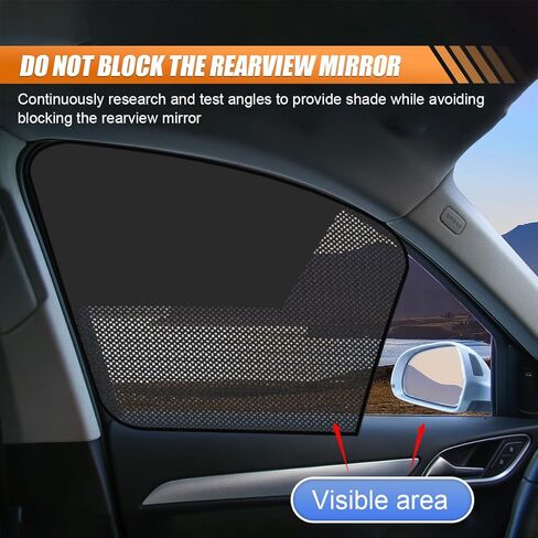 Car Front & Rear Side Window Sunshade, Magnetic Automotive Windshield Privacy Curtain with Half Shade, Mesh Sun Protection Cover Blocks Heat, Glare, UV Rays for Driver Passenger (4PCS) in Saudi Arabia
