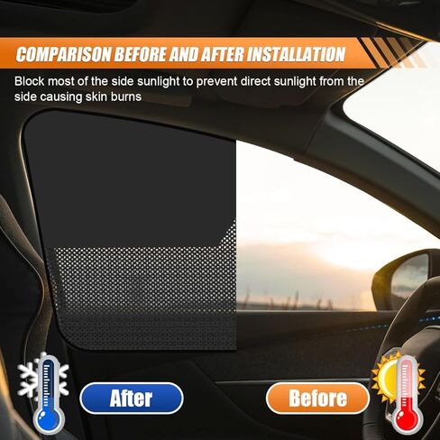 Car Front & Rear Side Window Sunshade, Magnetic Automotive Windshield Privacy Curtain with Half Shade, Mesh Sun Protection Cover Blocks Heat, Glare, UV Rays for Driver Passenger (4PCS) in Saudi Arabia