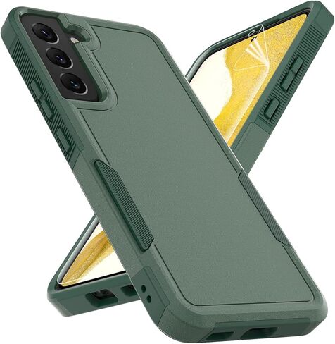 for Samsung Galaxy S22 Case: Dual Layer Protective Heavy Duty Cell Phone Cover Shockproof Rugged with Screen Protector - Military Protection Bumper Tough - Samsung Galaxy S22 5G 2022, 6.1 inch, Black in Kuwait